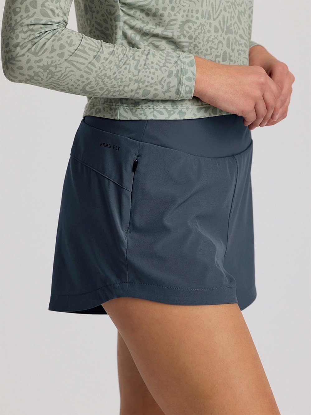Free Fly Apparel Women's Athletic Shorts in Slate Blue